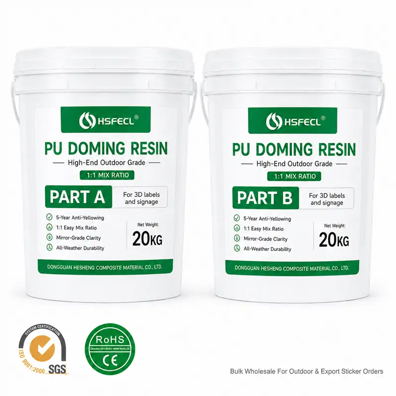 1:1 Clear PU Doming Resin for 3D Labels & Stickers | 5-Year Anti-Yellowing