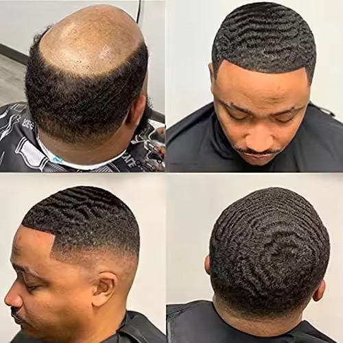  Natural Hair Prosthesis 0.10-0.12mm Thick Skin Knots-AFRO WAVE