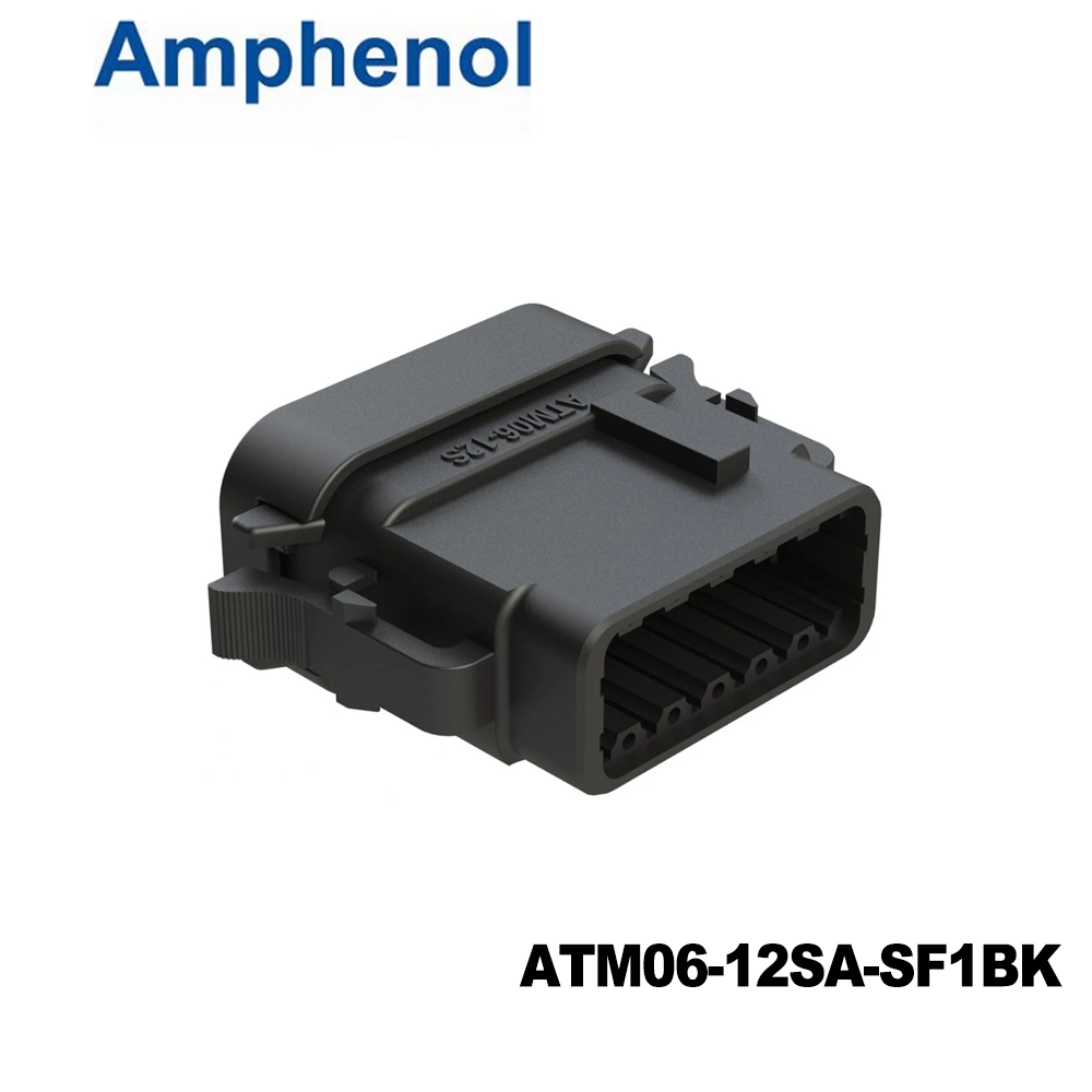 Amphenol SINE Systems ATM06-12SA-SF1BK Automotive Connectors 12 Position Plug, Socket, Keyed A, Snap-Fit End Cap, Black