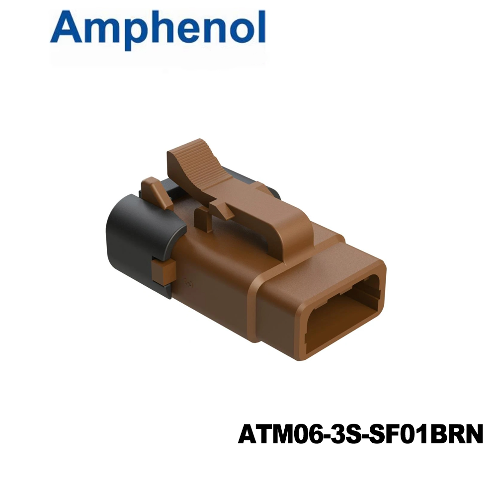 Amphenol SINE Systems ATM06-3S-SF01BRN Automotive Connectors 3 Position Plug, Socket, Snap-Fit End Cap, Brown