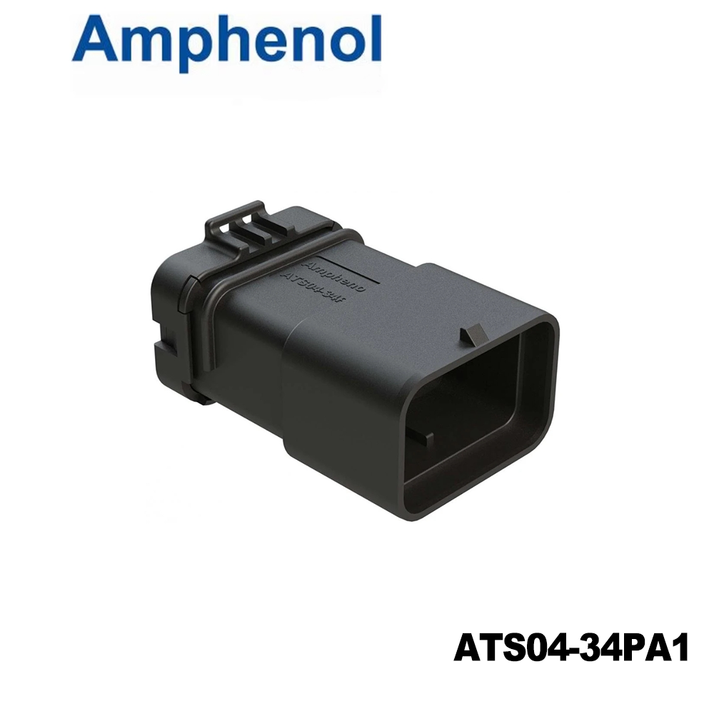 Amphenol SINE Systems ATS04-34PA1 Automotive Connectors 34 Position Inline Receptacle, Pin, Keyed A, Single Latch, Black