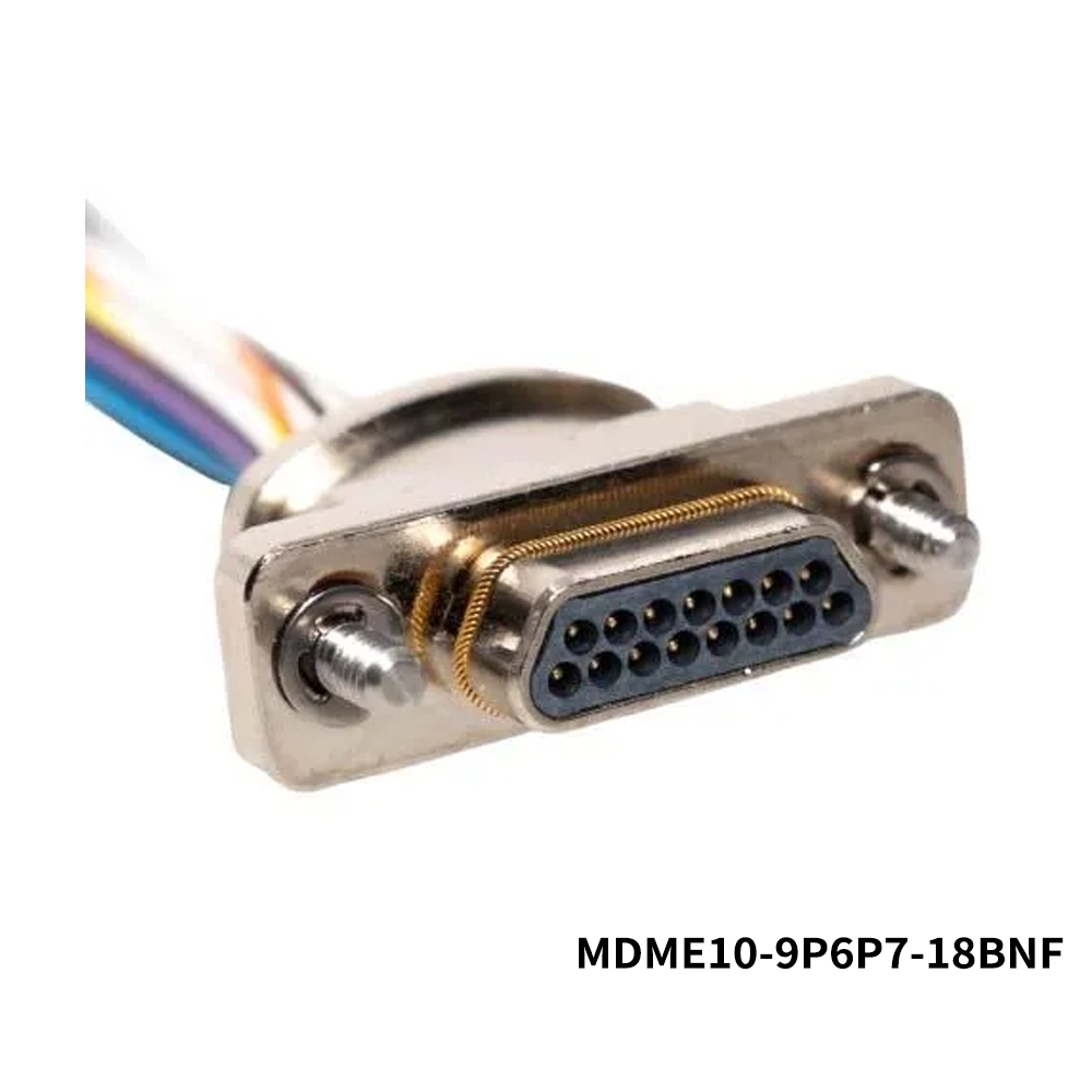 ITT Cannon MDME10-9P6P7-18BNF D-Sub Micro-D Connectors MDME10 MDME10 9 Pin#26 GaugePlugNo Shield,No JacketNo Ground Spring