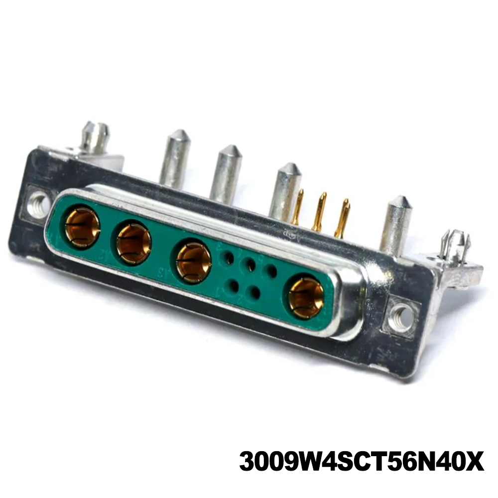 Amphenol CONEC 3009W4SCT56N40X D-Sub Mixed Contact Connectors 9W4 SOLDER CUP FEMALE R/A 20 AMP