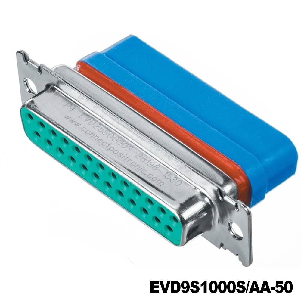 Amphenol Positronic EVD9S1000S/AA-50 D-Sub Standard Connectors D-Sub Female Connector 9P Crimp Stainless Steel, Passivated Shell RoHS