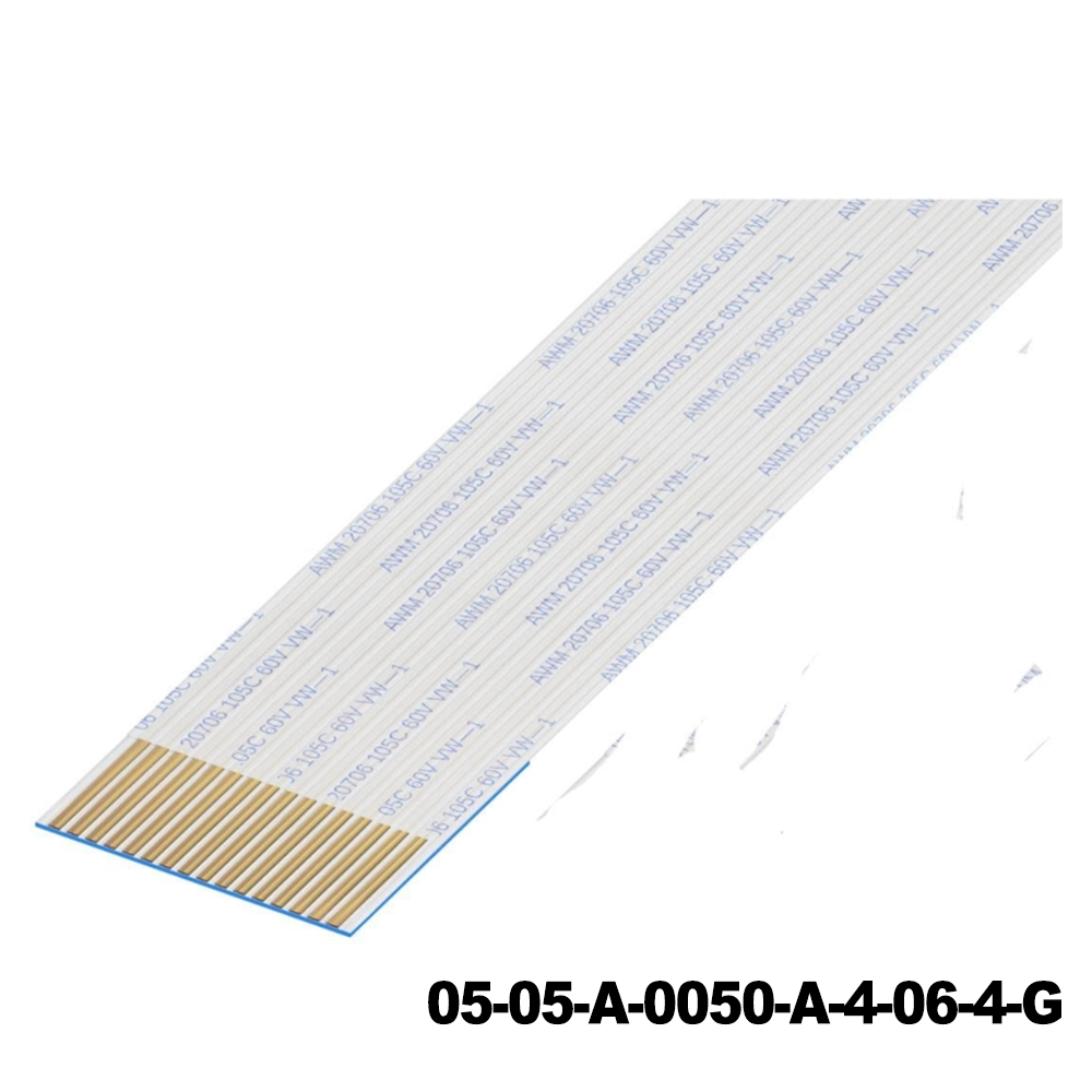 GCT 05-05-A-0050-A-4-06-4-G  FFC / FPC Jumper Cables 0.5mm Pitch FFC, 5 Contacts, A Type, L=50mm, Gold