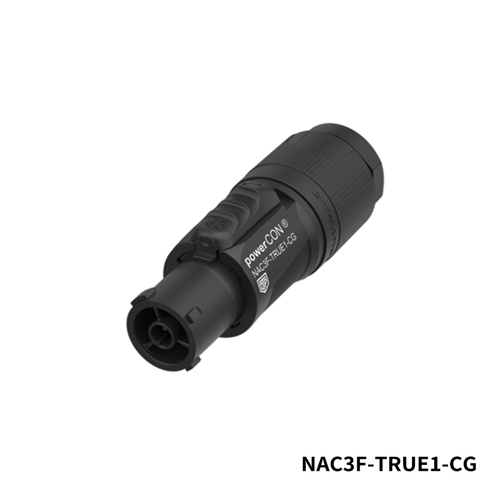 Neutrik NAC3F-TRUE1-CG AC Power Plugs & Receptacles Cable end - powerCON TRUE1 - female - power out - with cable gland for IP65, IP66 and IP67, UV rated, corrosion resistant, for cable 8-13 mm (SJOOW 14/3 and SJOOW 12/3)