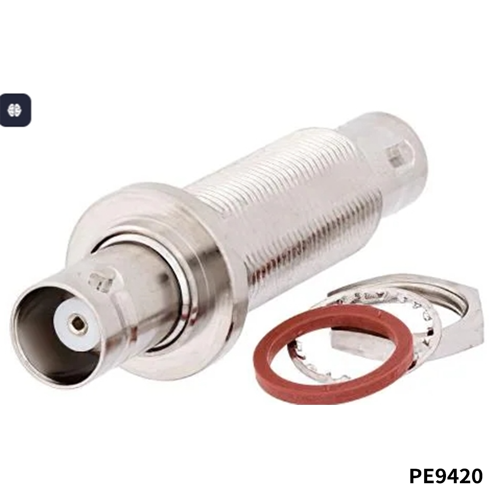 PasternackPE9420	RF Adapters - Between Series Hermetically Sealed BNC Female to BNC Female Bulkhead Mount Adapter, For 1 inch Max. Panel
