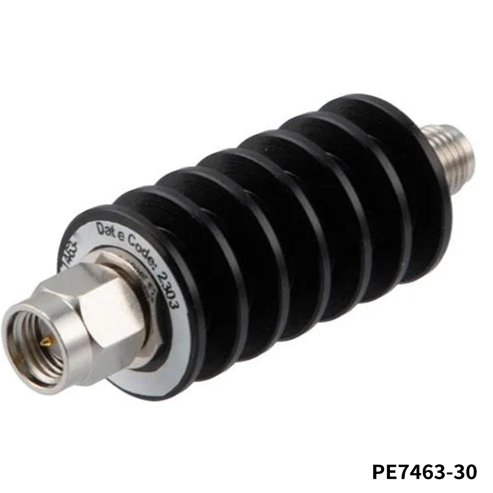 PasternackPE7463-30Attenuators - Interconnects 30 dB Fixed Attenuator, SMA Male to SMA Female Unidirectional Black Anodized Aluminum Body Rated to 10 Watts Up to 12.4 GHz