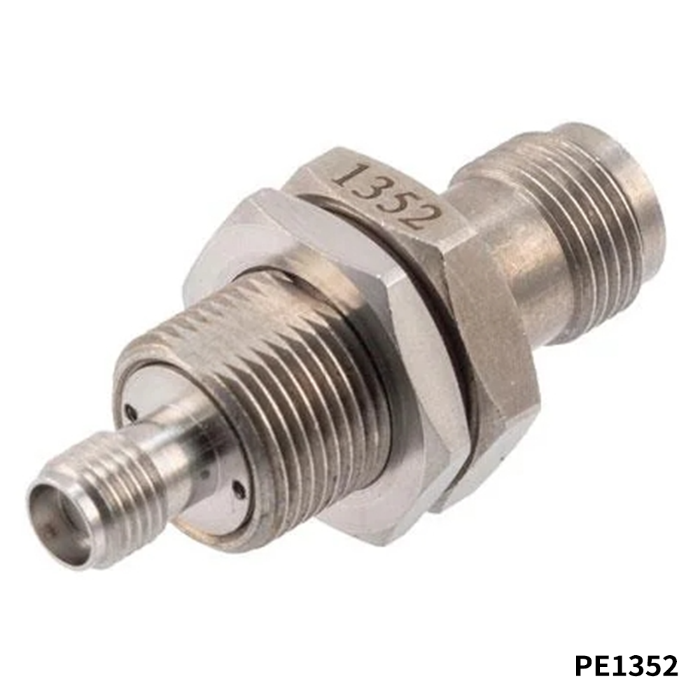 PasternackPE1352	RF Adapters - Between Series Hermetically Sealed TNC Female to SMA Female Bulkhead Mount Adapter, 18GHz VSWR1.3, MIL-STD 348B