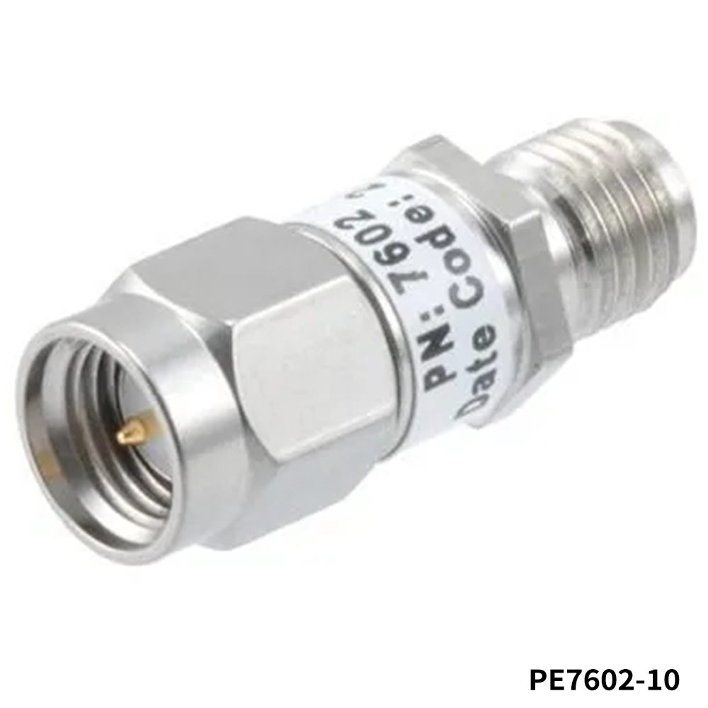 PasternackPE7602-10Attenuators - Interconnects 10dB RF fixed attenuator 2W, DC to 6GHz, SMA male to female, Stainless Steel