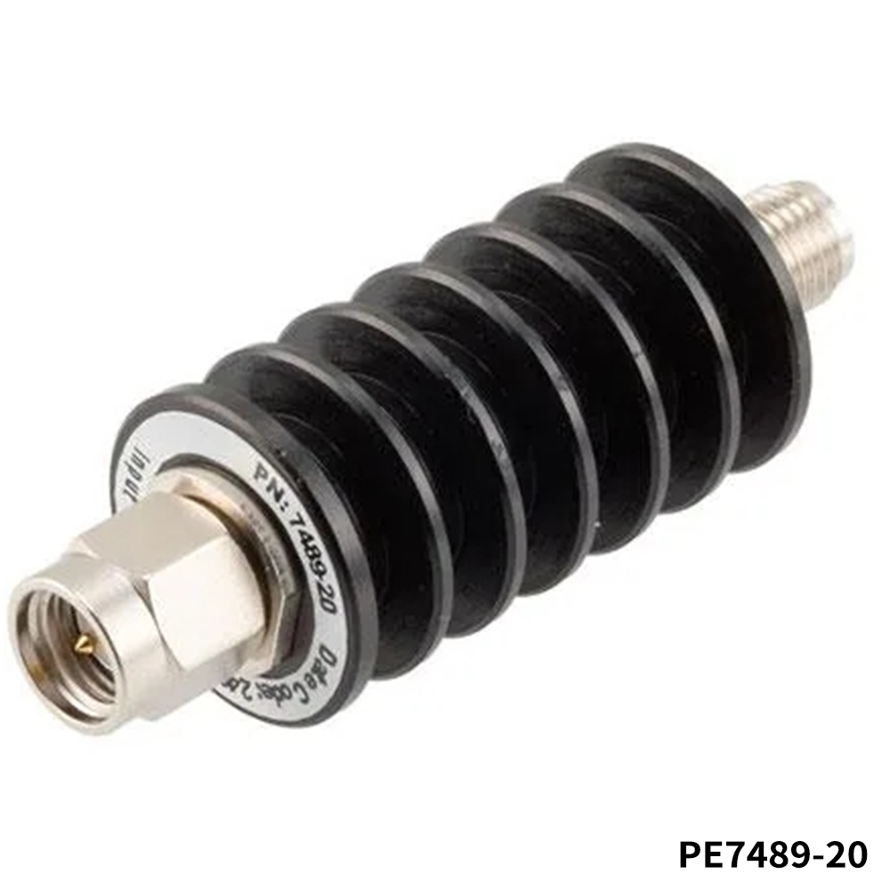 PasternackPE7489-20	Attenuators - Interconnects 20 dB Fixed Attenuator, SMA Male to SMA Female Black Anodized Aluminum Body Rated to 10 Watts Up to 26.5 GHz