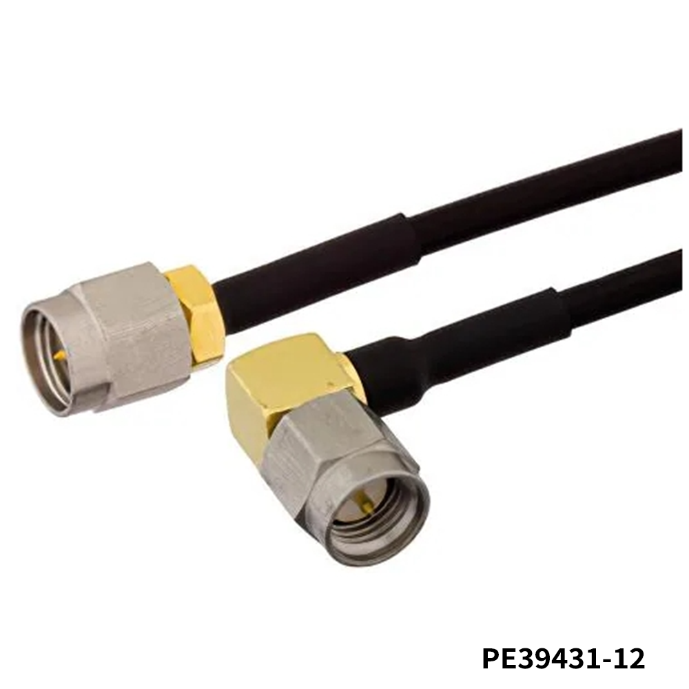 PasternackPE39431-12RF Cable Assemblies SMA Male to SMA Male Right Angle Semi-Flexible Precision Cable 12 Inch Length Using PE-SR405FLJ Coax, LF Solder, RoHS