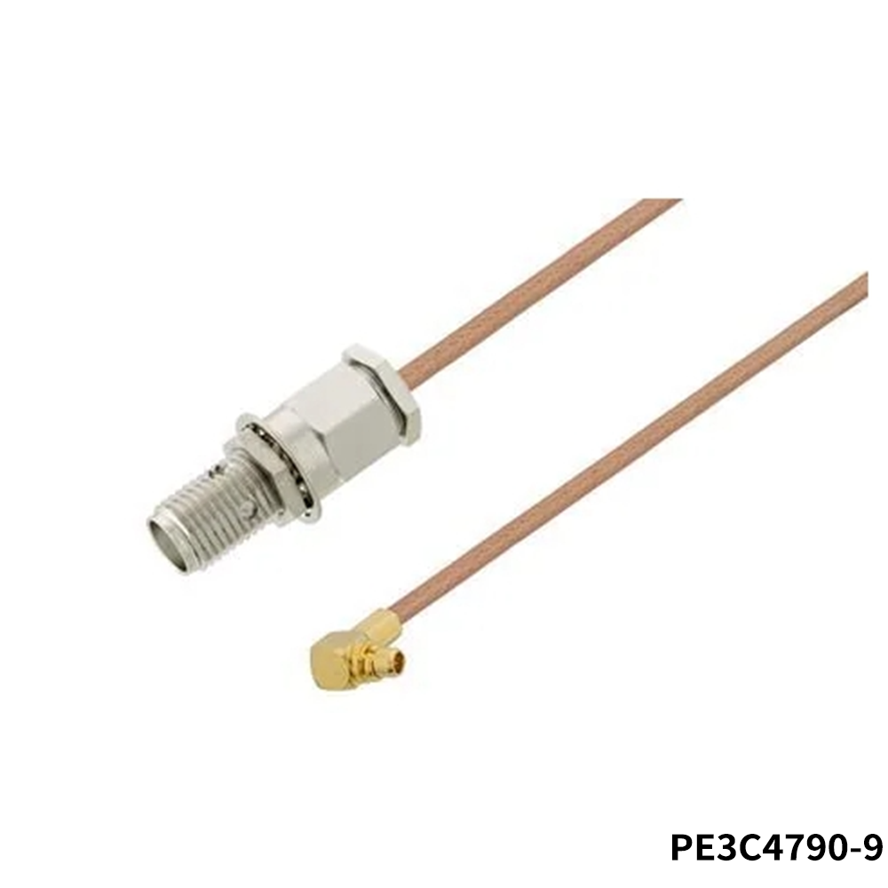 PasternackPE3C4790-9	RF Cable Assemblies MMCX Plug Right Angle to SMA Female Bulkhead Cable 9 Inch Length Using RG178 Coax