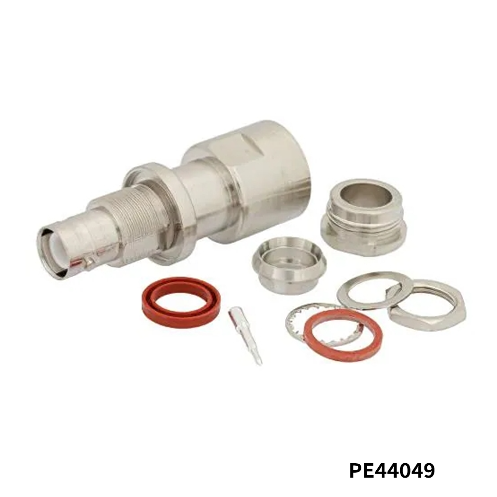 PasternackPE44049RF Connectors / Coaxial Connectors SHV Jack Bulkhead Mount Connector Clamp/Solder Attachment for RG213, RG214, RG8, RG9, RG225, RG393, RG215, .480 inch D Hole