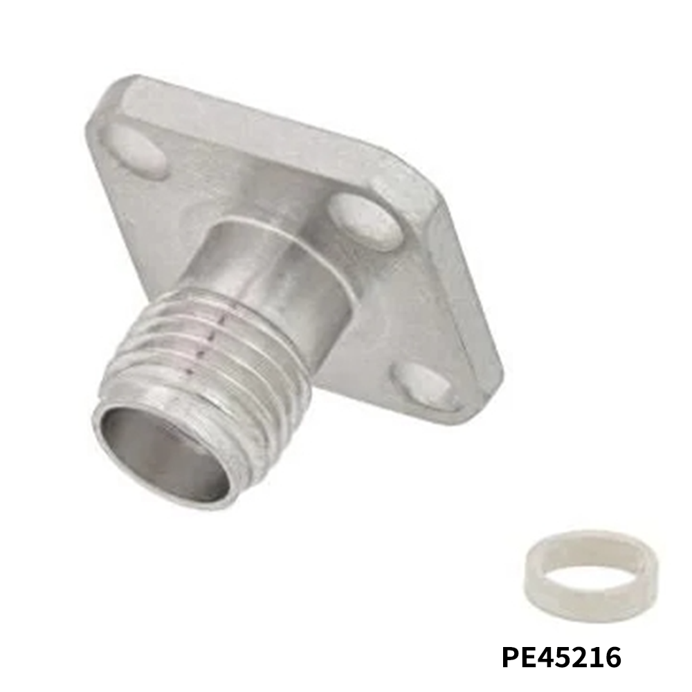PasternackPE45216RF Connectors / Coaxial Connectors SMA Female Field Replaceable Connector With EMI Gasket 4 Hole Flange Mount .015 inch Pin