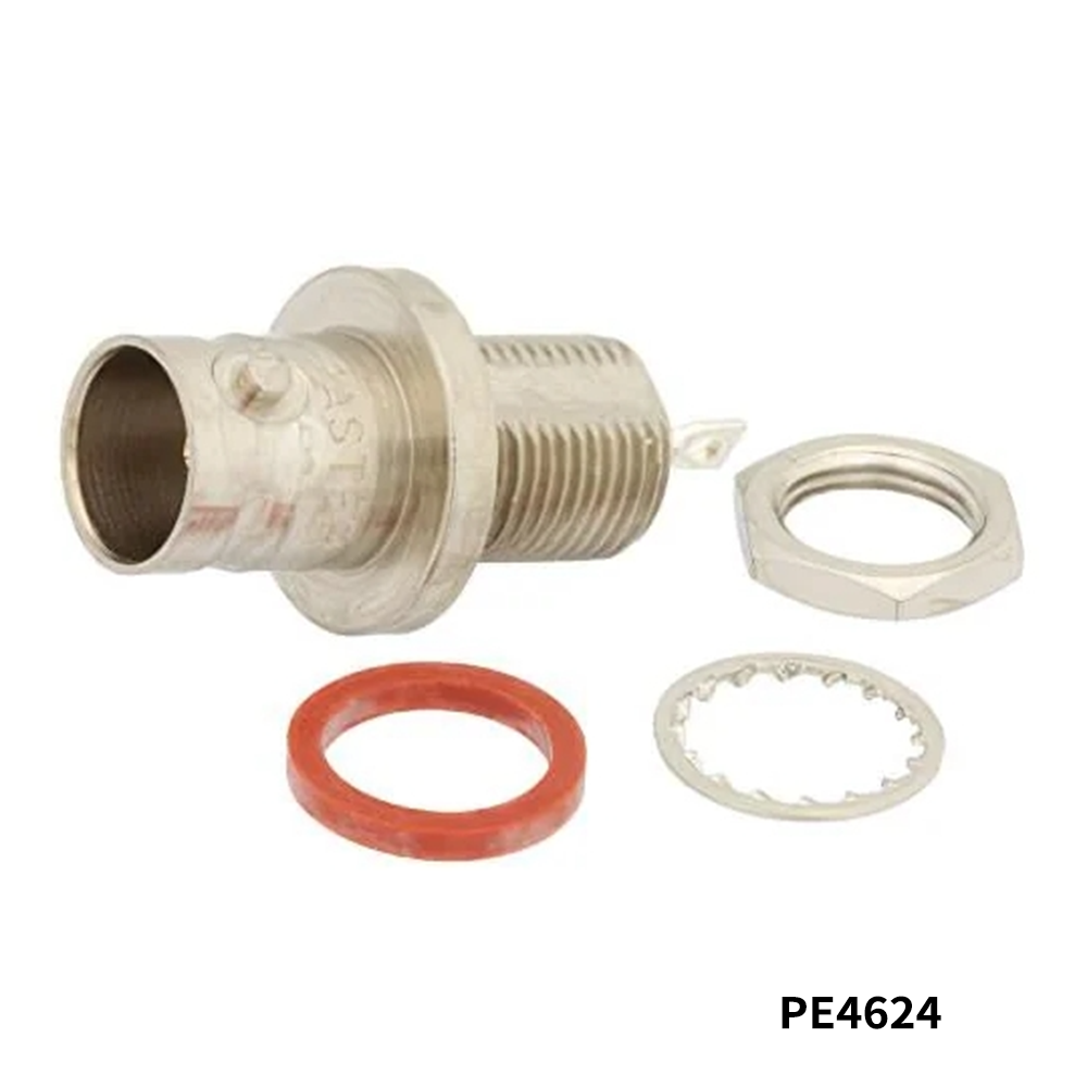 PasternackPE4624	RF Connectors / Coaxial Connectors 75 Ohm BNC Female Bulkhead Mount Hermetically Sealed Connector Solder Attachment Turret Terminal, .350 inch D Hole