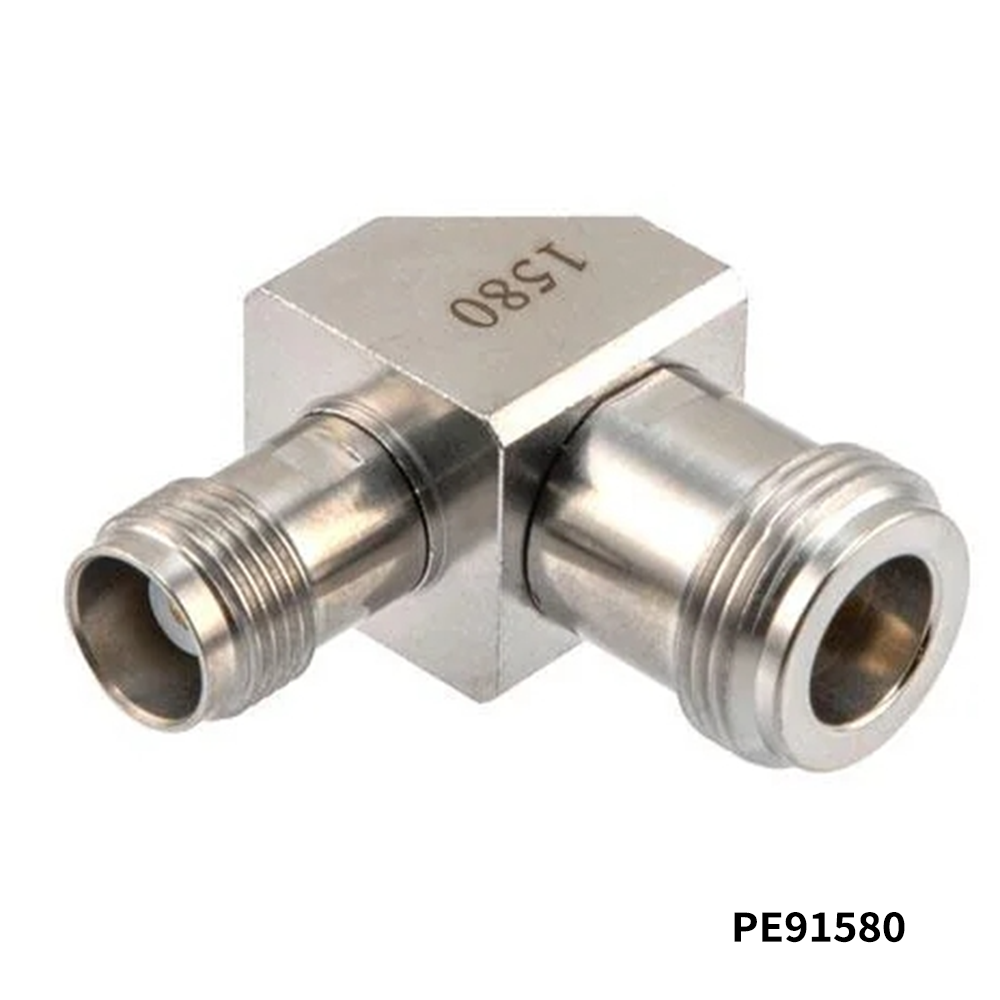PasternackPE91580RF Adapters - Between Series N Female to TNC Female Miter Right Angle Adapter, DC to 18 GHz