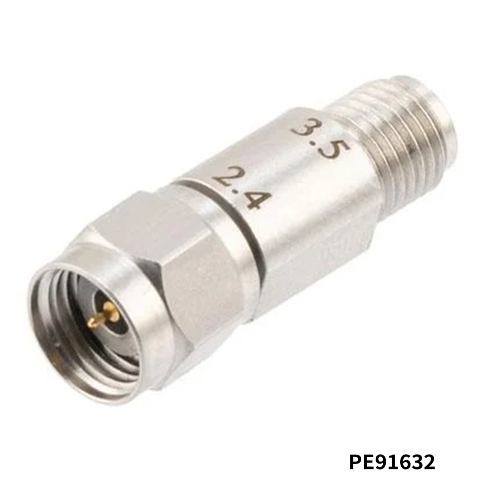 PasternackPE91632RF Adapters - Between Series 3.5mm Female to 2.4mm Male Adapter, Stainless Steel, Engineering Grade
