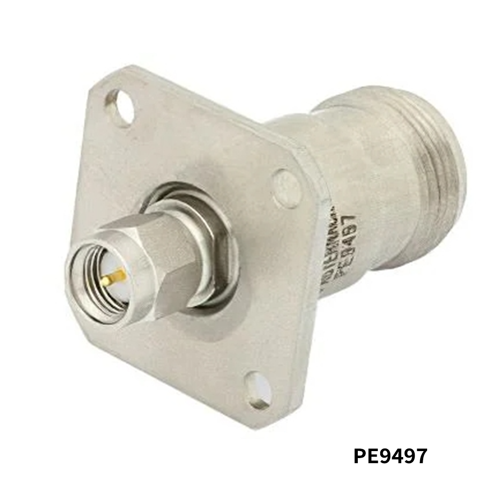 PasternackPE9497	RF Adapters - Between Series Precision SMA Male to N Female 4 Hole Flange Mount Adapter