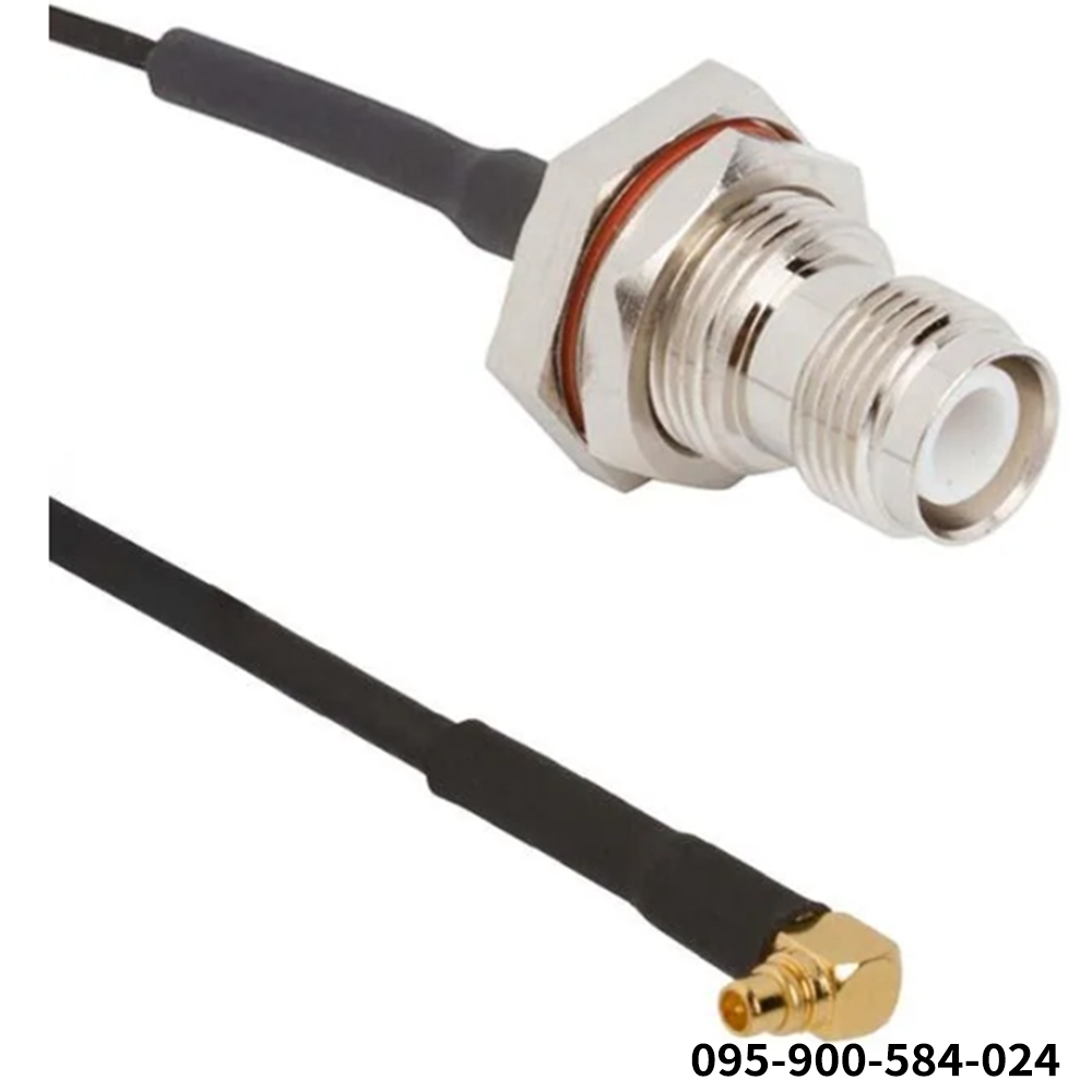 Amphenol RF095-900-584-024RF Cable Assemblies MMCX Right Angle Plug to RP-TNC Straight Bulkhead Jack IP67 RG-174 24 Inches