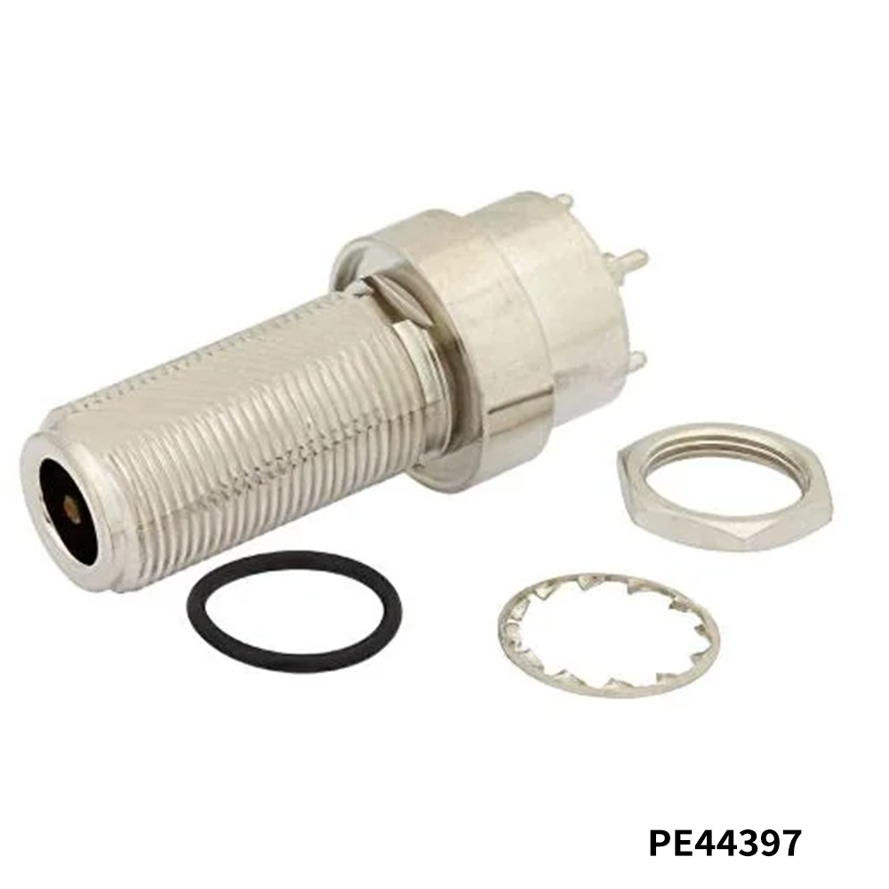 PasternackPE44397	RF Connectors / Coaxial Connectors N Female Bulkhead Mount Connector Solder Attachment Thru Hole PCB, .640 inch DD Hole