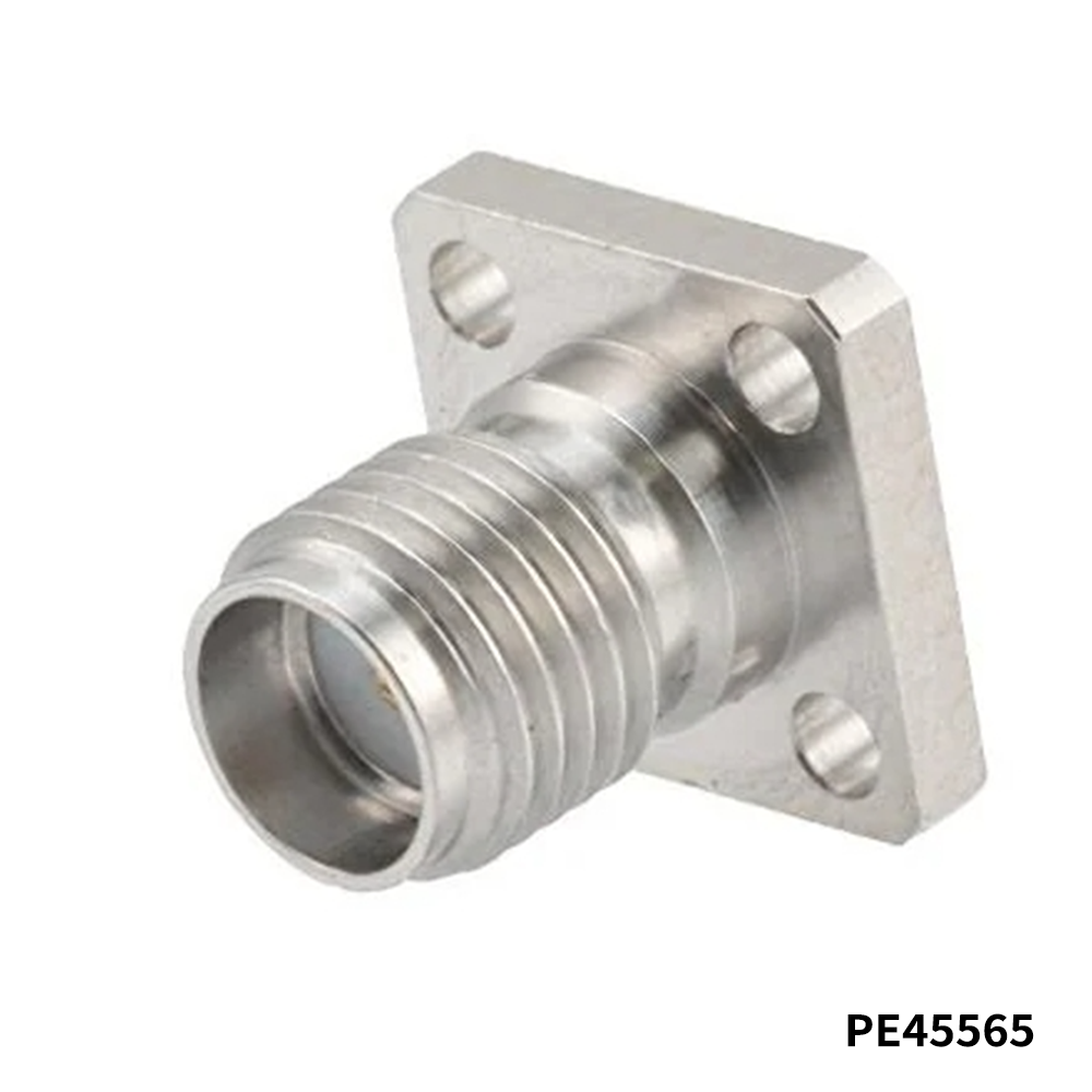 PasternackPE45565	RF Connectors / Coaxial Connectors SMA Female Field Replaceable Connector 4 Hole Flange Mount 0.036 inch Pin, .250 inch Hole Spacing with Metal Contact Ring