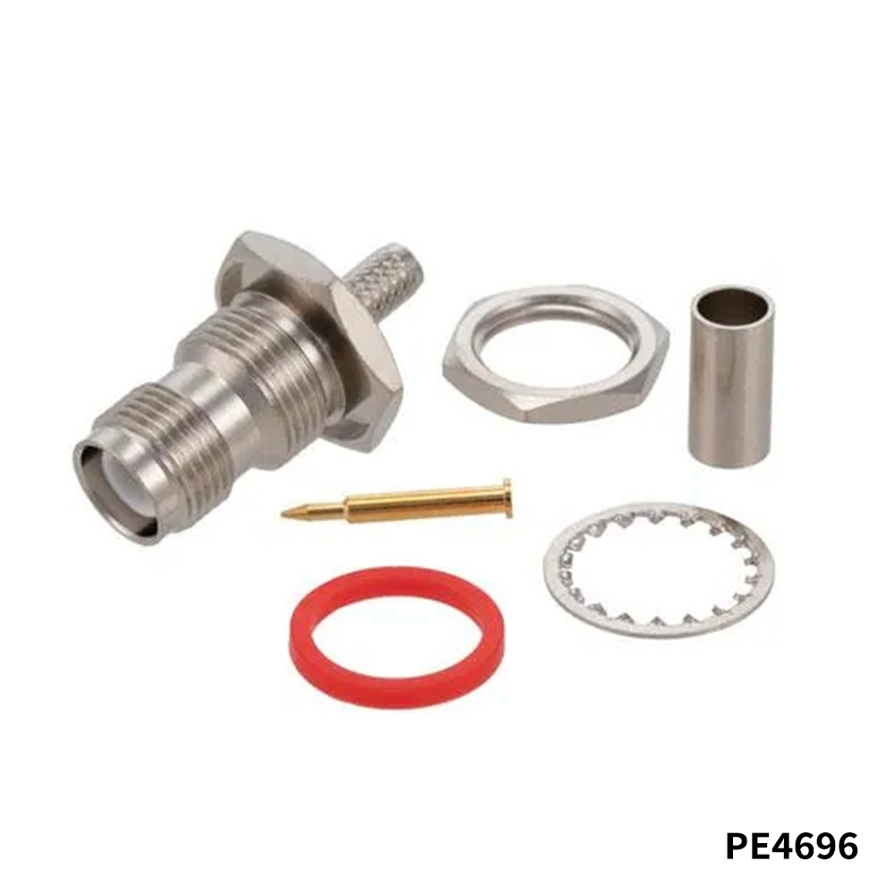 PasternackPE4696	RF Connectors / Coaxial Connectors RP TNC Female Bulkhead Connector Crimp/Solder Attachment For RG58, .480 inch D Hole