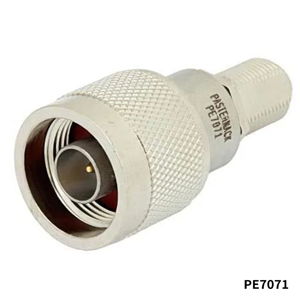 PasternackPE7071RF Adapters - Between Series 50 Ohm N Male to 75 Ohm F Female Matching Pad Operating from DC to 3 GHz RoHS Compliant