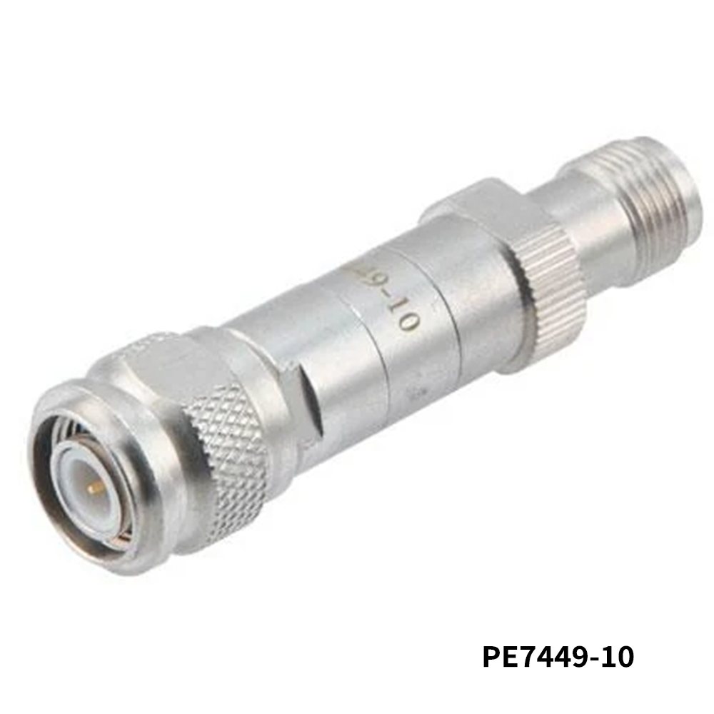 PasternackPE7449-10Attenuators - Interconnects 10dB DC Bias Attenuator, TNC Male to TNC Female Brass Tri-Metal Body Rated to 2 Watts from 100MHz to 3 GHz