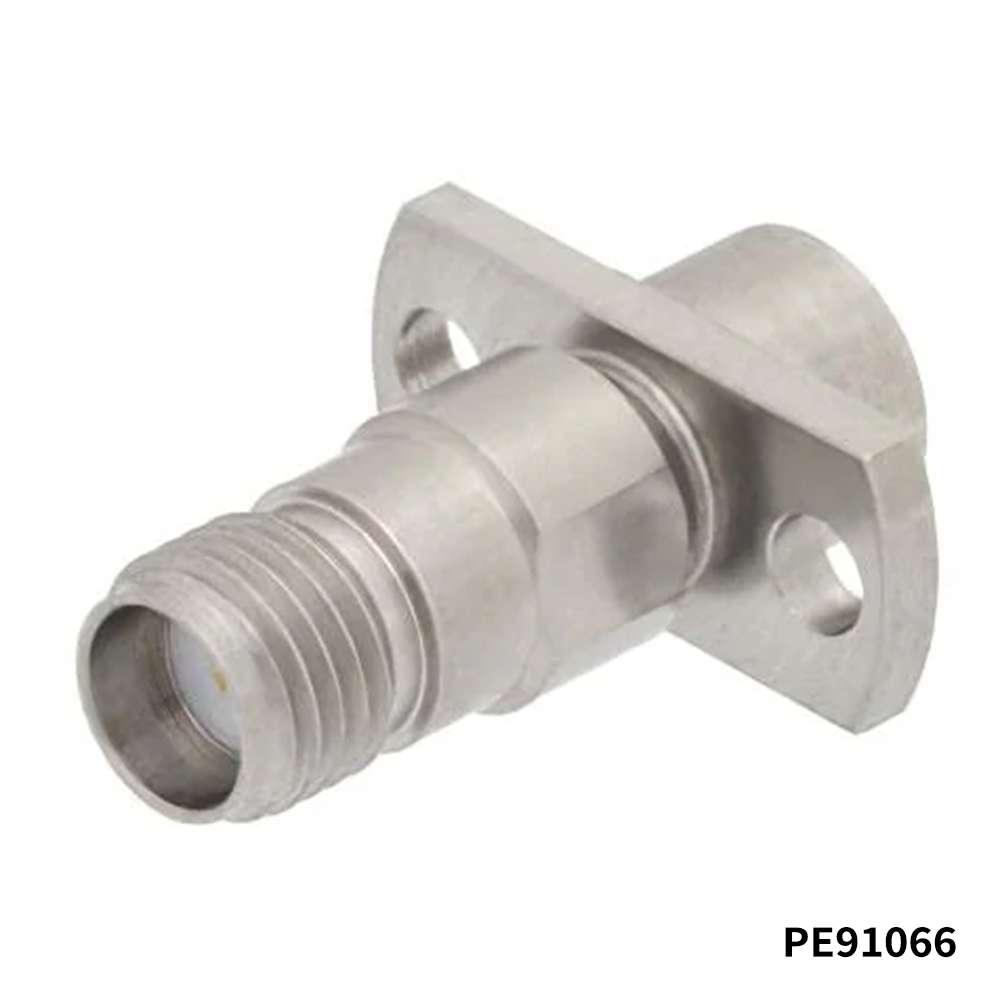 PasternackPE91066RF Adapters - Between Series Precision SMA Female to SMP Male Limited Detent 2 Hole Flange Mount Adapter