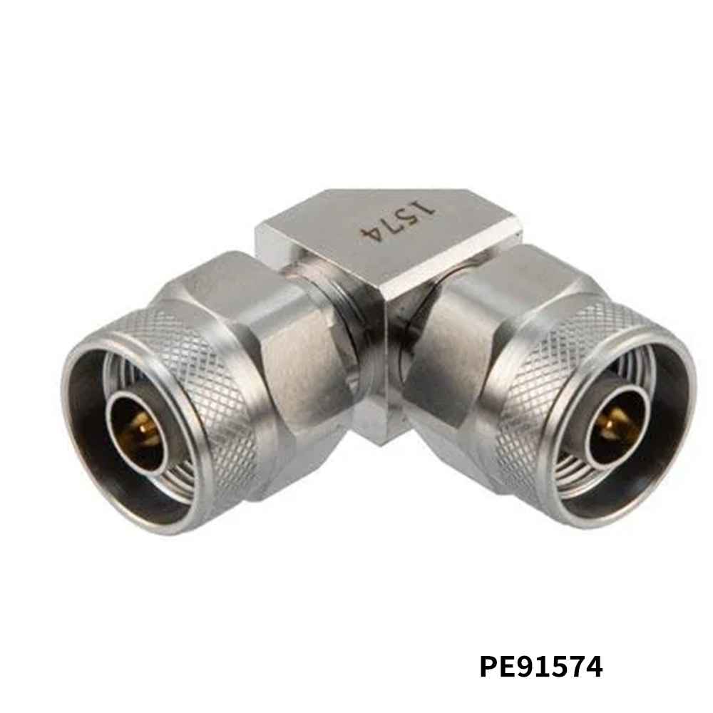 PasternackPE91576RF Adapters - In Series N Female to N Female Miter Right Angle Adapter, DC to 18 GHz