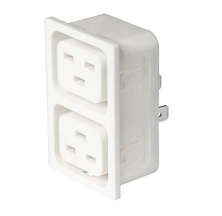 Schurter 3-151-446 AC Power Entry Modules 4770 Dual Connector 16A, Panel mounting Snap-in 1.5 mm, White