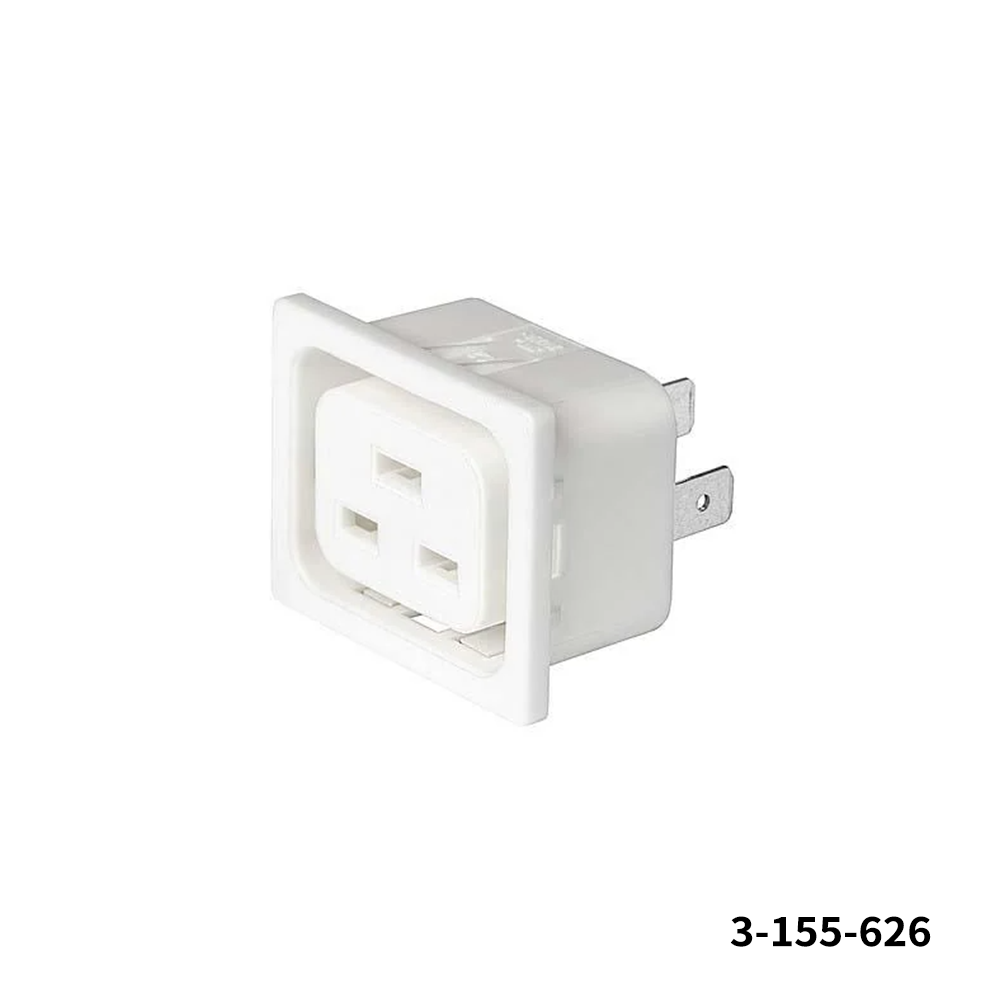Schurter 3-155-626 AC Power Entry Modules 4792 Outlet 16A, Cross, Mounting Snap-in, 1.5mm, QC 6.3 x 0.8mm, White