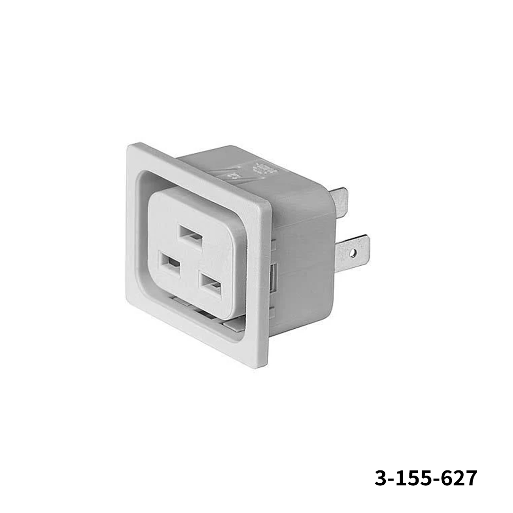 Schurter 3-155-627 AC Power Entry Modules 4792 Outlet 16A, Cross, Mounting Snap-in, 1.5mm, QC 6.3 x 0.8mm, Grey