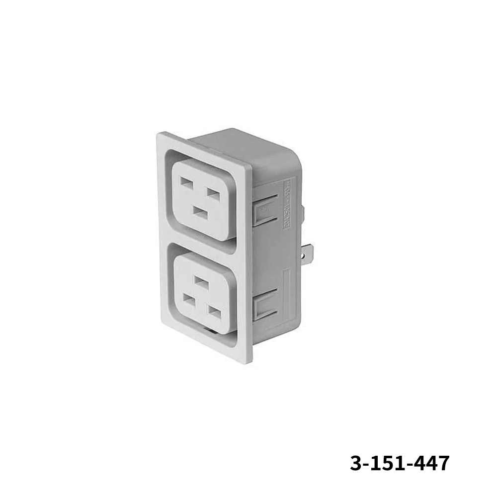 Schurter 3-151-447 AC Power Entry Modules 4770 Dual Connector 16A, Panel mounting Snap-in 1.5 mm, Grey