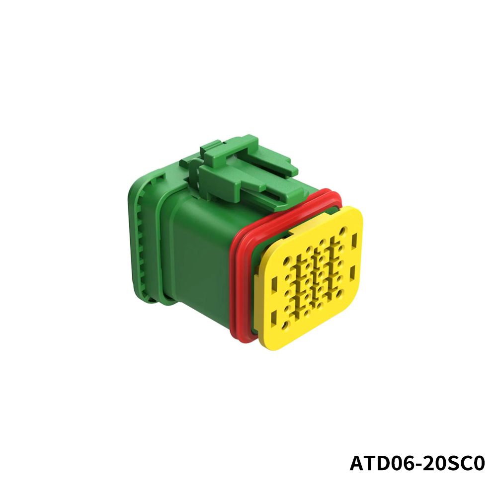 Amphenol SINE Systems ATD06-20SC0 Heavy Duty Power Connectors 20 (16+4) Position, Plug, Socket, Integrated Latch, Keyed A, Blue, End Cap, TPA Wedgelock Included
