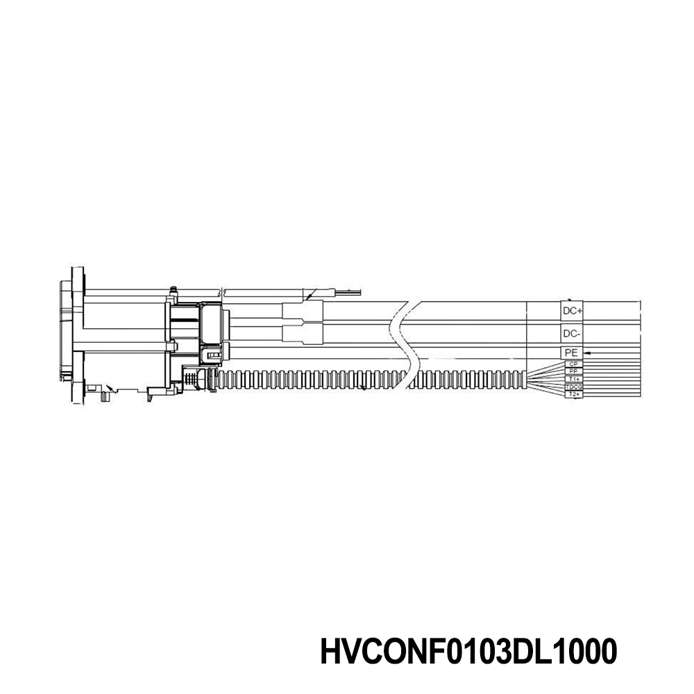 Amphenol PCD Shenzhen HVCONF0103DL1000 EV Connectors NACS VEHICLE INLET/350A/WITH 12V LED/95MM2 CABLE ASSEMBLY L=1M
