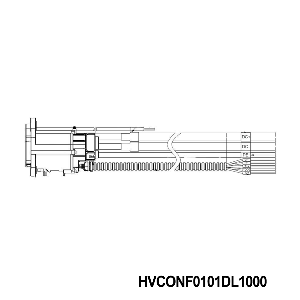 Amphenol PCD Shenzhen HVCONF0101DL1000 EV Connectors NACS VEHICLE INLET/200A/WITH 12V LED/50MM2 CABLE ASSEMBLY L=1M