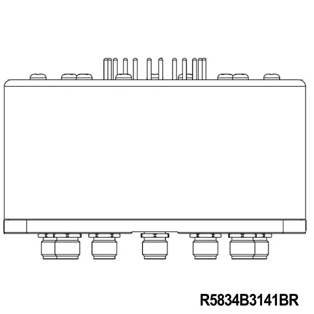 Radiall R5834B3141BR RF Switch ICs Specific SP12T Ramses SMA 18GHz Square Flange Latching 28Vdc Pins TerminalsBipolar Actuator Command for cryogenic application with brass material