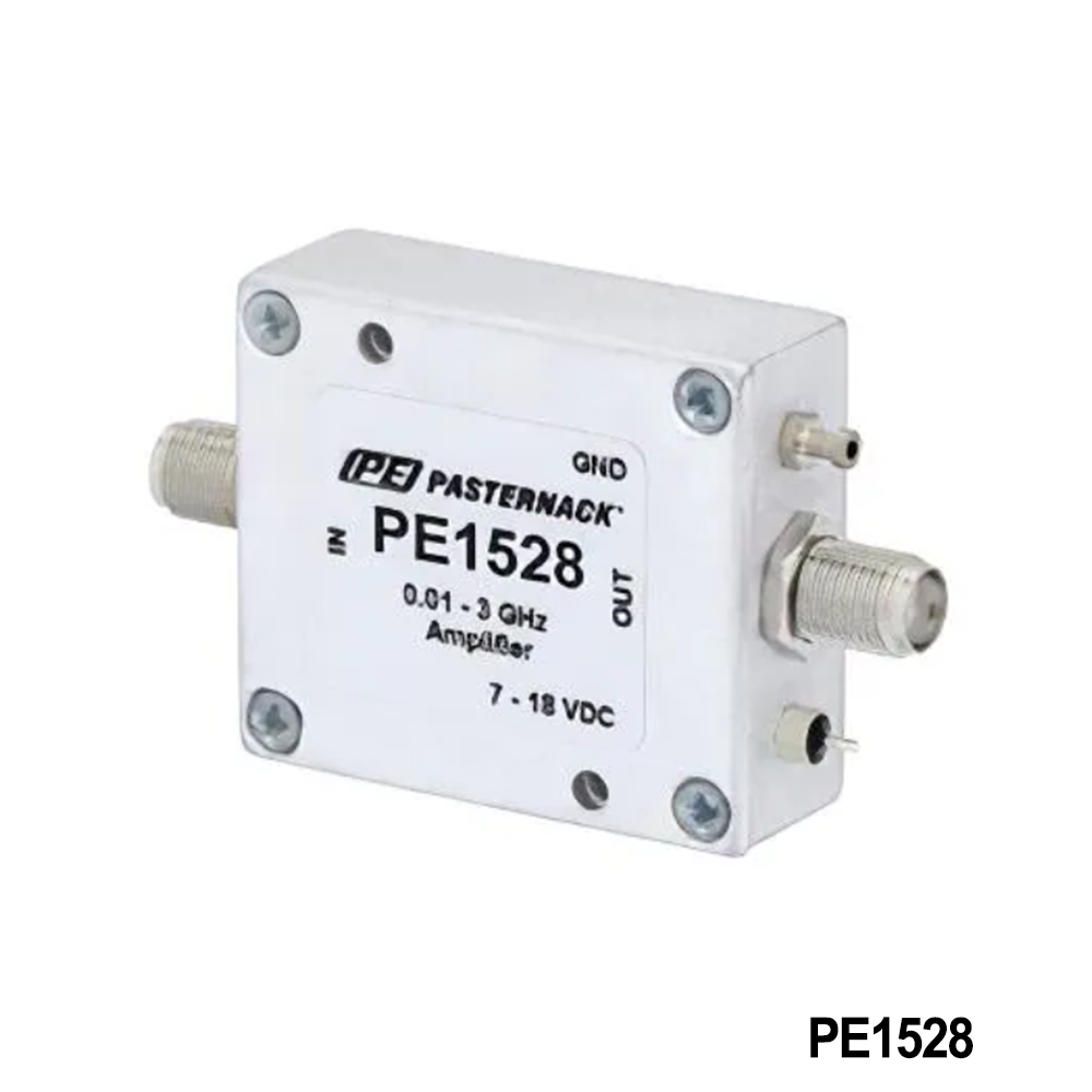 Pasternack PE1528 RF Amplifier 11 dBm P1dB, 10 MHz to 3 GHz, Gain Block Amplifier, 15 dB Gain, 12 dBm IP3, 3 dB NF, SMA