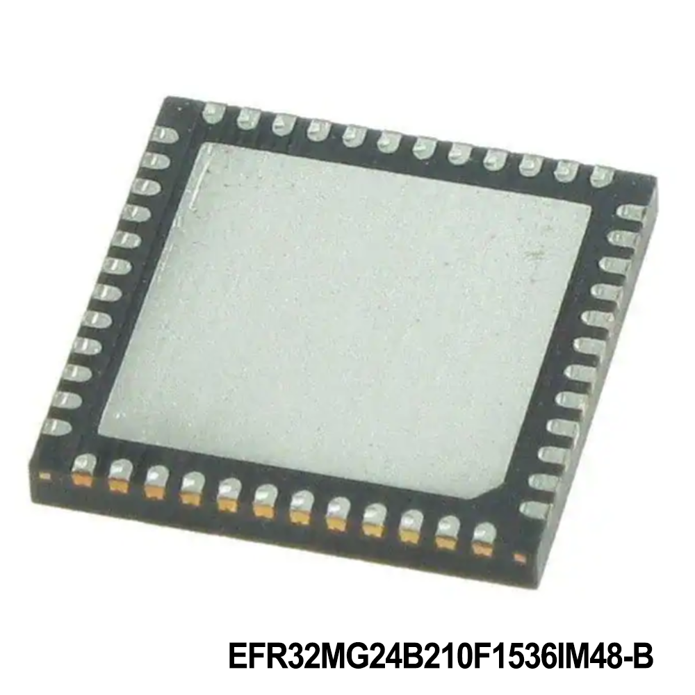 Silicon Labs EFR32MG24B210F1536IM48-B RF System on a Chip - SoC MG24, 2.4 GHz, 1536kB Flash, 256kB RAM, +10 dBm, Secure Vault High, MVP +125C, QFN48