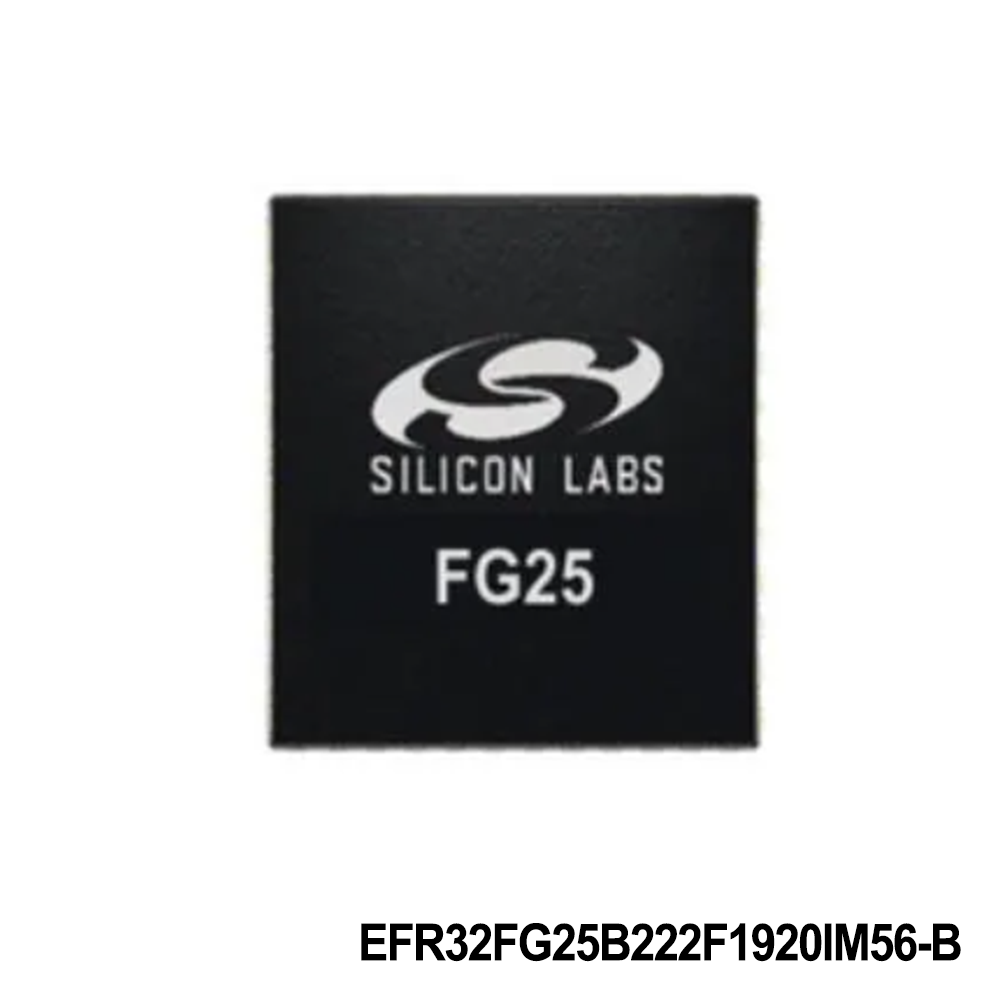 Silicon Labs EFR32FG25B222F1920IM56-B RF System on a Chip - SoC FG25, Sub-GHz, 1920kB Flash, 512kB RAM, FSK/O-QPSK/OFDM, HFCLKOUT, Secure Vault-High, +125C, QFN56