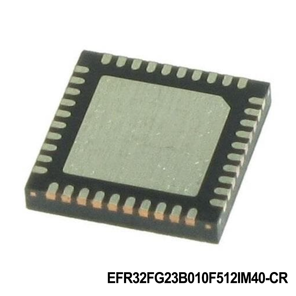Silicon Labs EFR32FG23B010F512IM40-CR RF System on a Chip - SoC FG23, Sub-GHz, 512kB Flash, 64kB RAM, +14 dBm, Secure Vault-High, +125C, QFN40