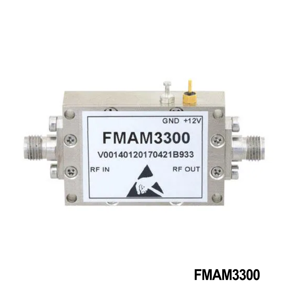 Fairview Microwave FMAM3300 RF Amplifier 2 dB NF Amplifier, Operating From 26.5 GHz to 40 GHz with 43 dB Gain, 12 dBm P1dB and 2.92mm