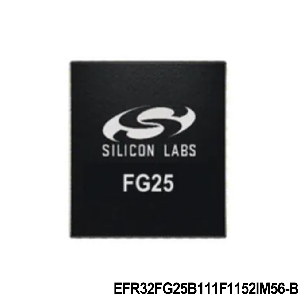 Silicon Labs EFR32FG25B111F1152IM56-B RF System on a Chip - SoC FG25, Sub-GHz, 1152kB Flash, 256kB RAM, FSK/O-QPSK, Secure Vault-High, +125C, QFN56