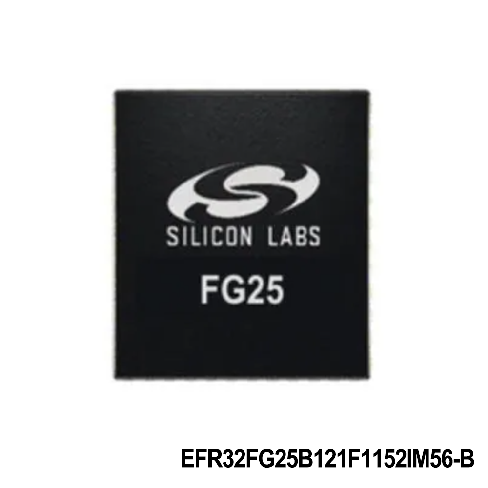 Silicon Labs EFR32FG25B121F1152IM56-B RF System on a Chip - SoC FG25, Sub-GHz, 1152kB Flash, 256kB RAM, FSK/O-QPSK/OFDM, Secure Vault-High, +125C, QFN56