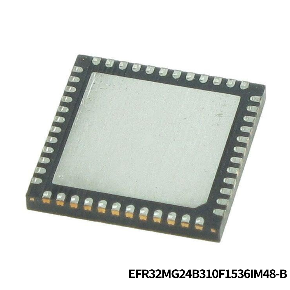 Silicon Labs EFR32MG24B310F1536IM48-B RF System on a Chip - SoC MG24, 2.4 GHz, 1536kB Flash, 256kB RAM, +10 dBm, Secure Vault High, 20-bit ADC, MVP, +125C, QFN48