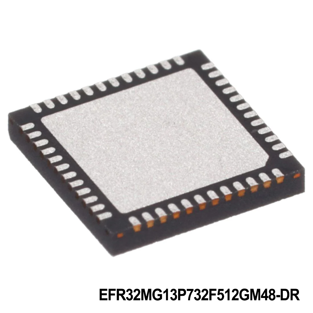 Silicon Labs EFR32MG13P732F512GM48-DR RF System on a Chip - SoC Mighty Gecko SoC QFN48 2.4 G 19 dB mesh multi-protocol 512 kB 64 kB (RAM) 31GPIO