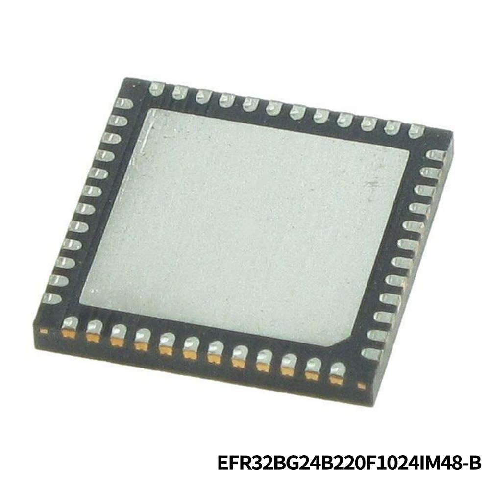 Silicon Labs EFR32BG24B220F1024IM48-B RF System on a Chip - SoC BG24, 2.4 GHz, 1024kB Flash, 128kB RAM, +20 dBm, Secure Vault High, MVP, +125C, QFN48