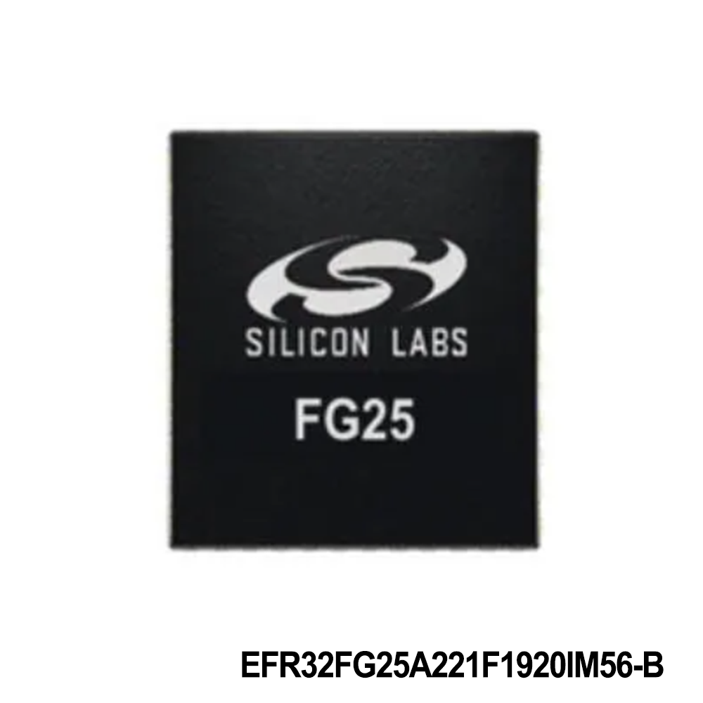 Silicon Labs EFR32FG25A221F1920IM56-B RF System on a Chip - SoC FG25, Sub-GHz, 1920kB Flash, 512kB RAM, FSK/O-QPSK/OFDM, +125C, QFN56